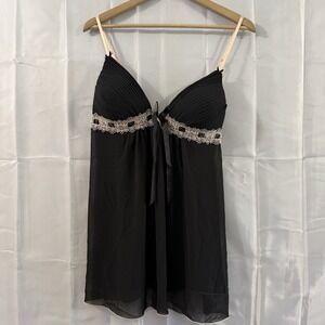 Black Sheer Babydoll Lingerie Sexy XL‎ Adjustable Straps Innocent Padded Cups